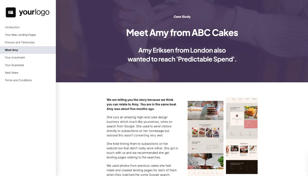 Landing Page Design Proposal Template - Case study example