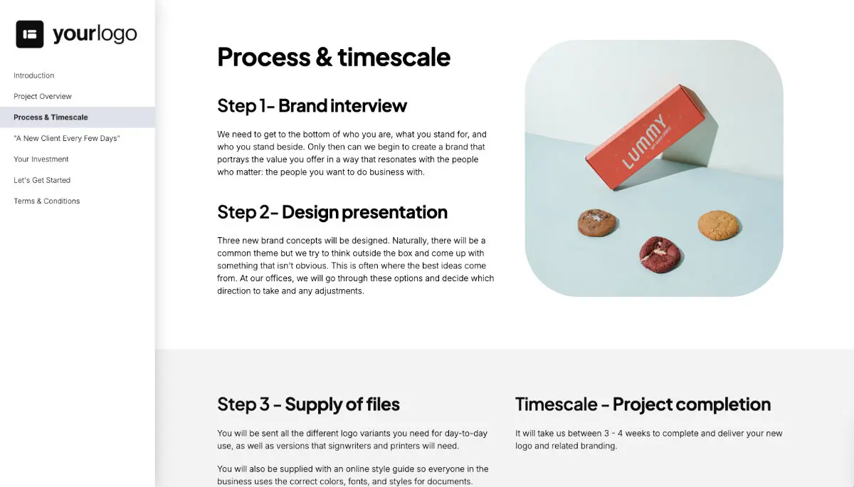Rebrand Proposal Template - Process and timescales