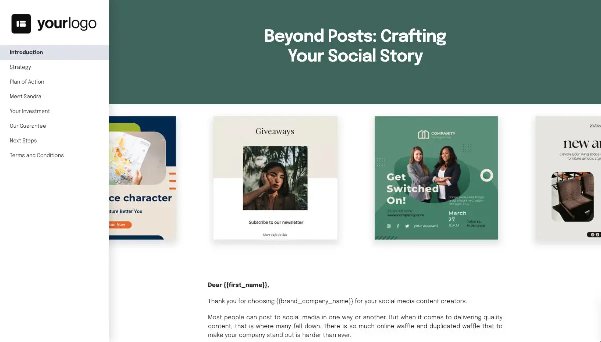 Social Media Posts Proposal Template Slide 2