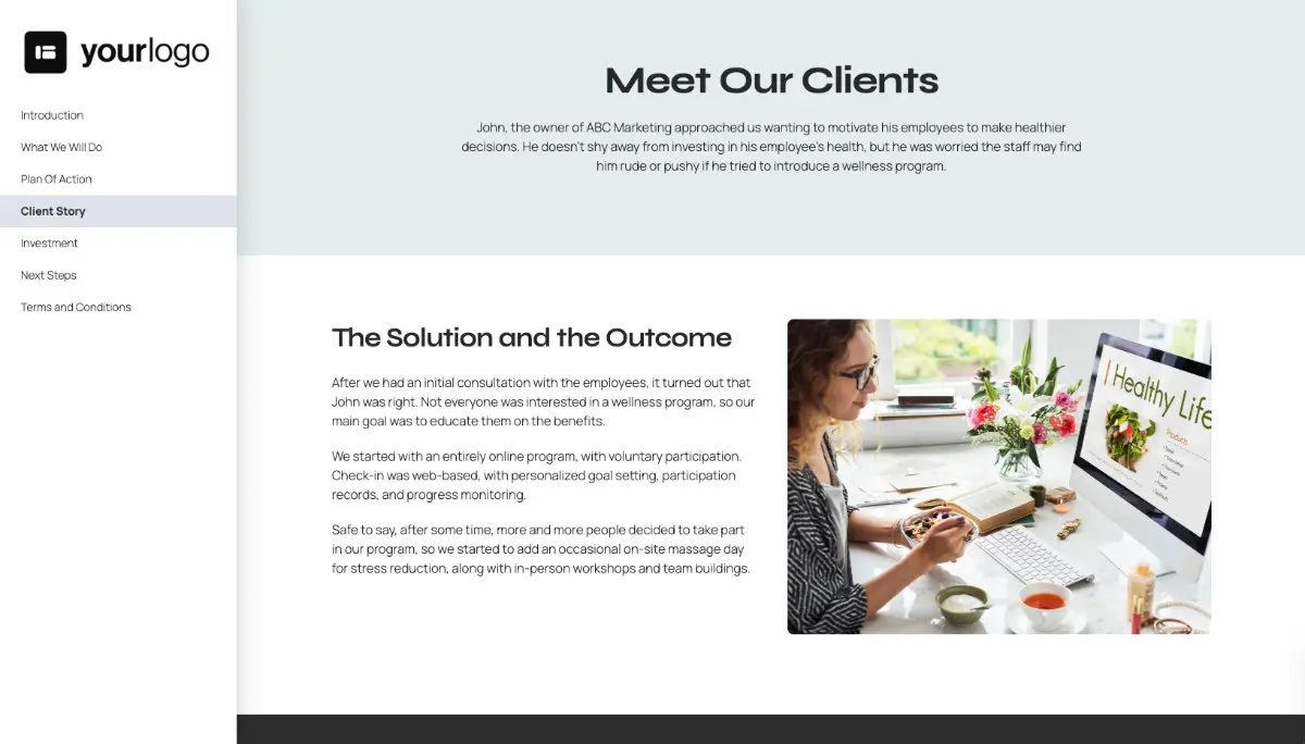 Corporate Wellness Proposal Template - Case study example