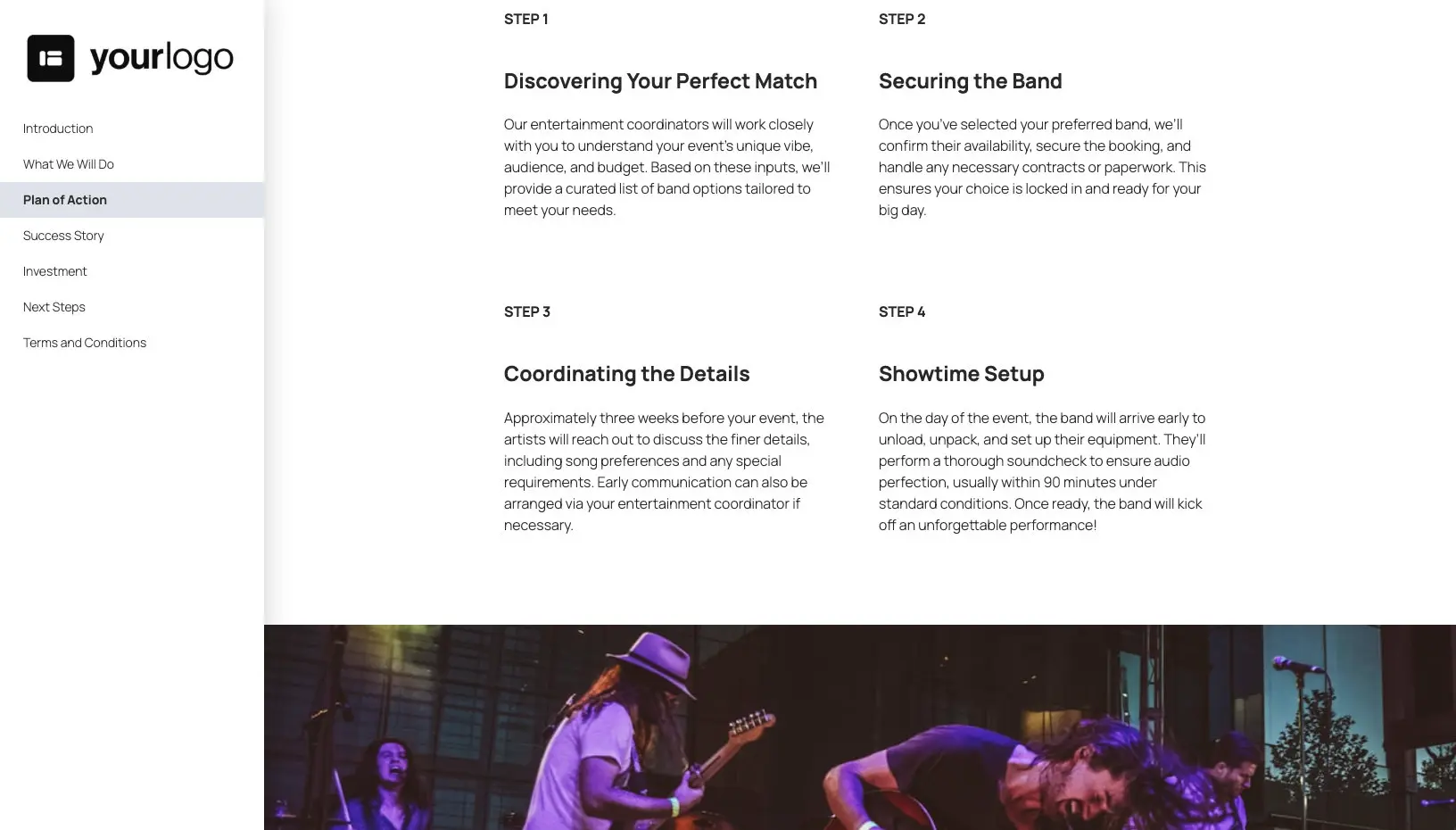 Entertainment Proposal Template - Processes and timescales