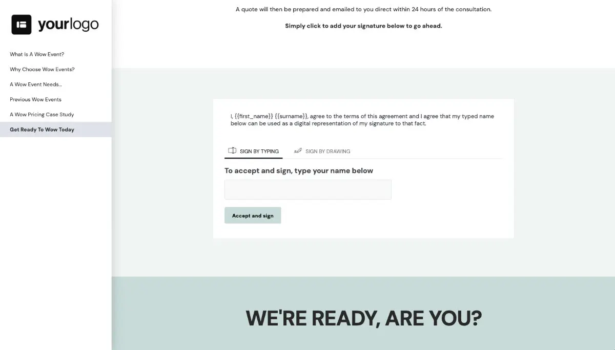 Event Planning Proposal Template - Next steps with digital signing