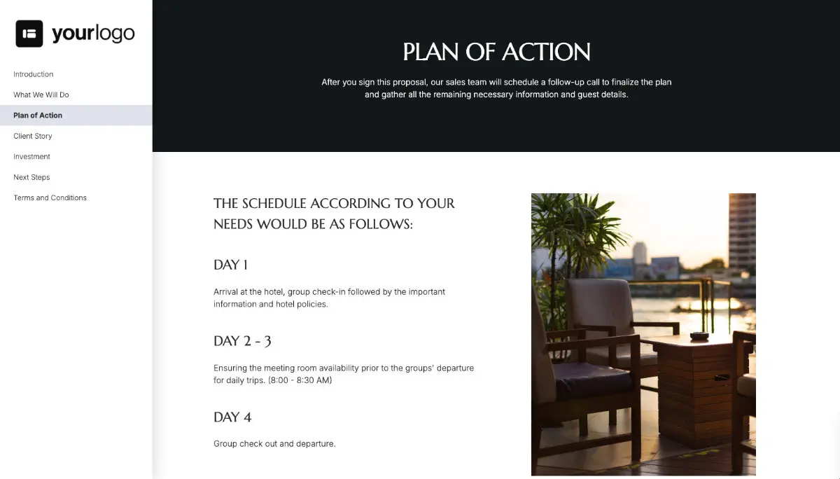 Hotel Groups Proposal Template - Processes and timelines