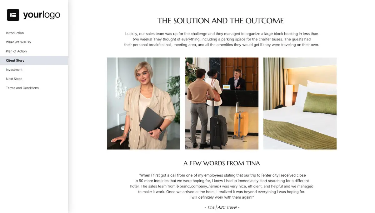 Hotel Groups Proposal Template - Case study example