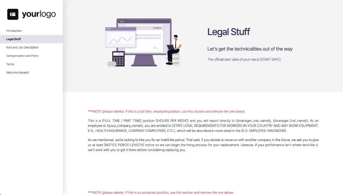 Bookkeeper Job Offer Template - Hiring Specifics