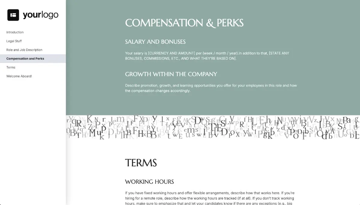 Copywriter Job Offer Template - Compensation and Perks