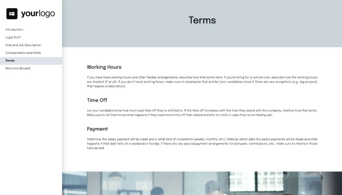Digital Marketing Manager Job Offer Template - Company Policies