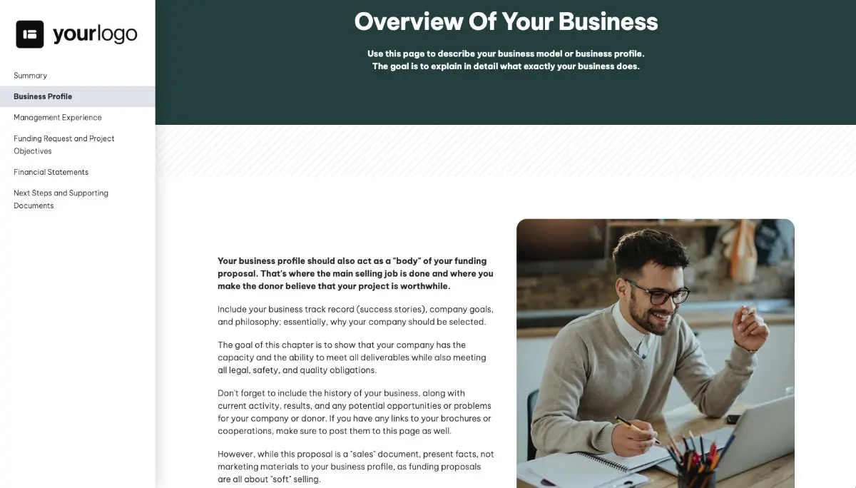 Funding Proposal Template - Business profile