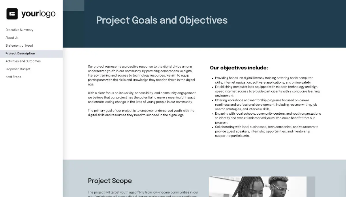 Grant Proposal Template - Project description