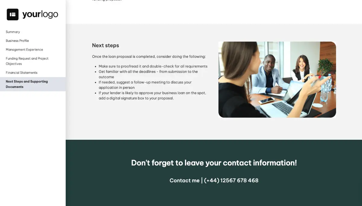 Funding Proposal Template - Next steps and supporting documents