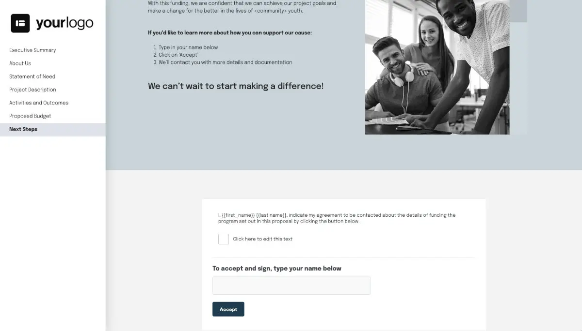 Grant Proposal Template - Next steps