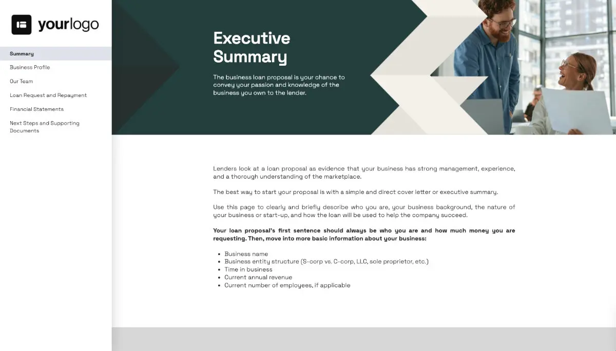 Business Loan Proposal Template - Summary
