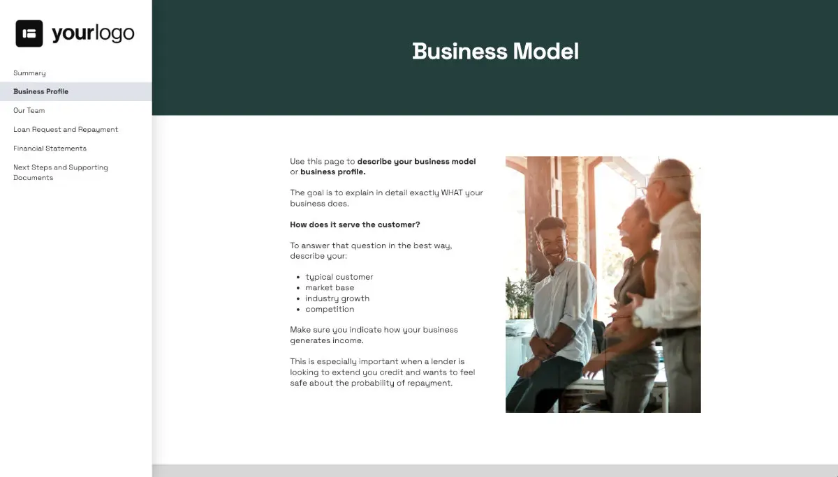 Business Loan Proposal Template - Business profile