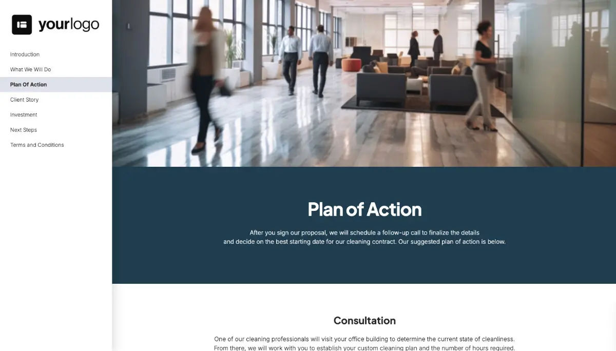 Commercial Cleaning Proposal Template - Process and timelines