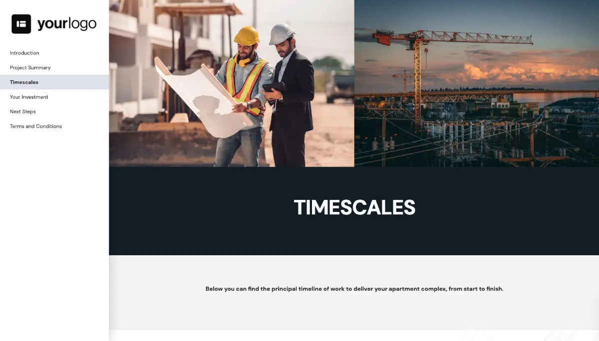 Construction Work Proposal Template - Process and timescales