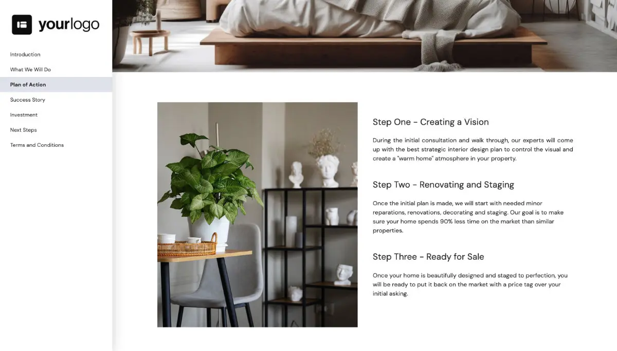 Home Staging Proposal Template - Processes and timelines