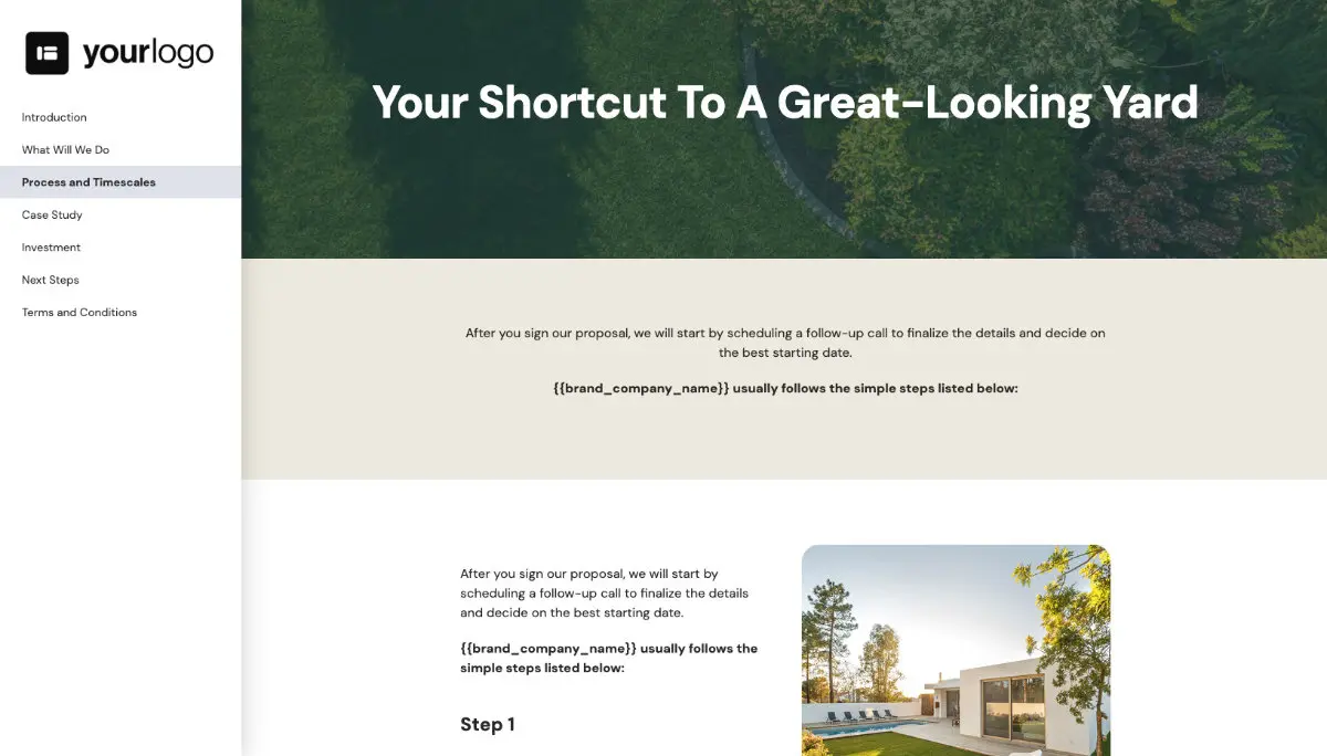 Lawn Maintenance Proposal Template - Processes and timelines