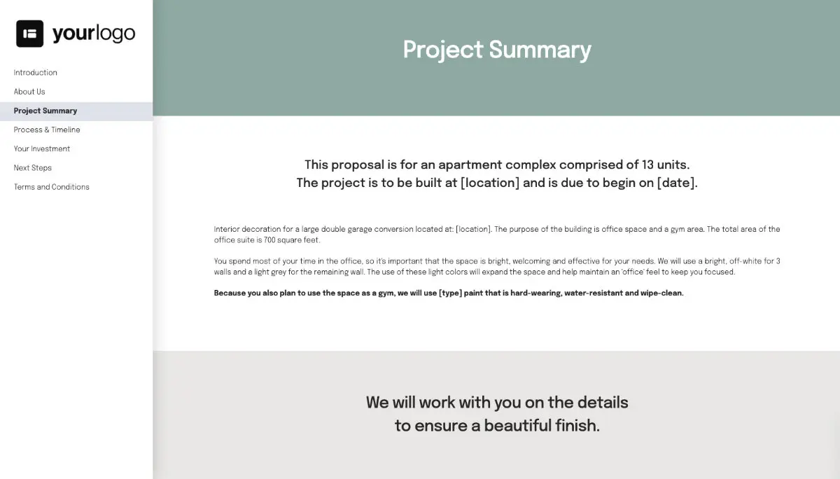 Painting Proposal Template - Pre-written services section