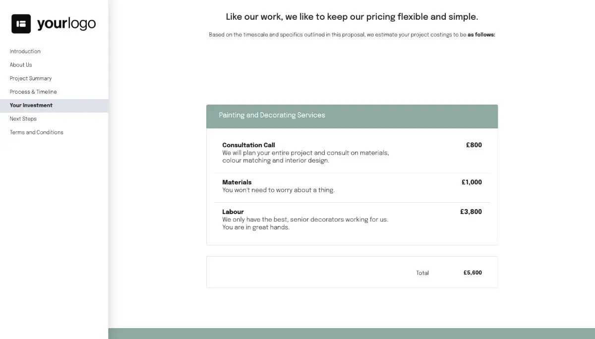 Painting Proposal Template - Pricing