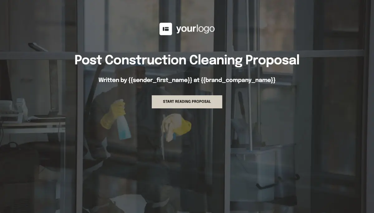 Post Construction Cleaning Proposal Template - Visually stunning cover
