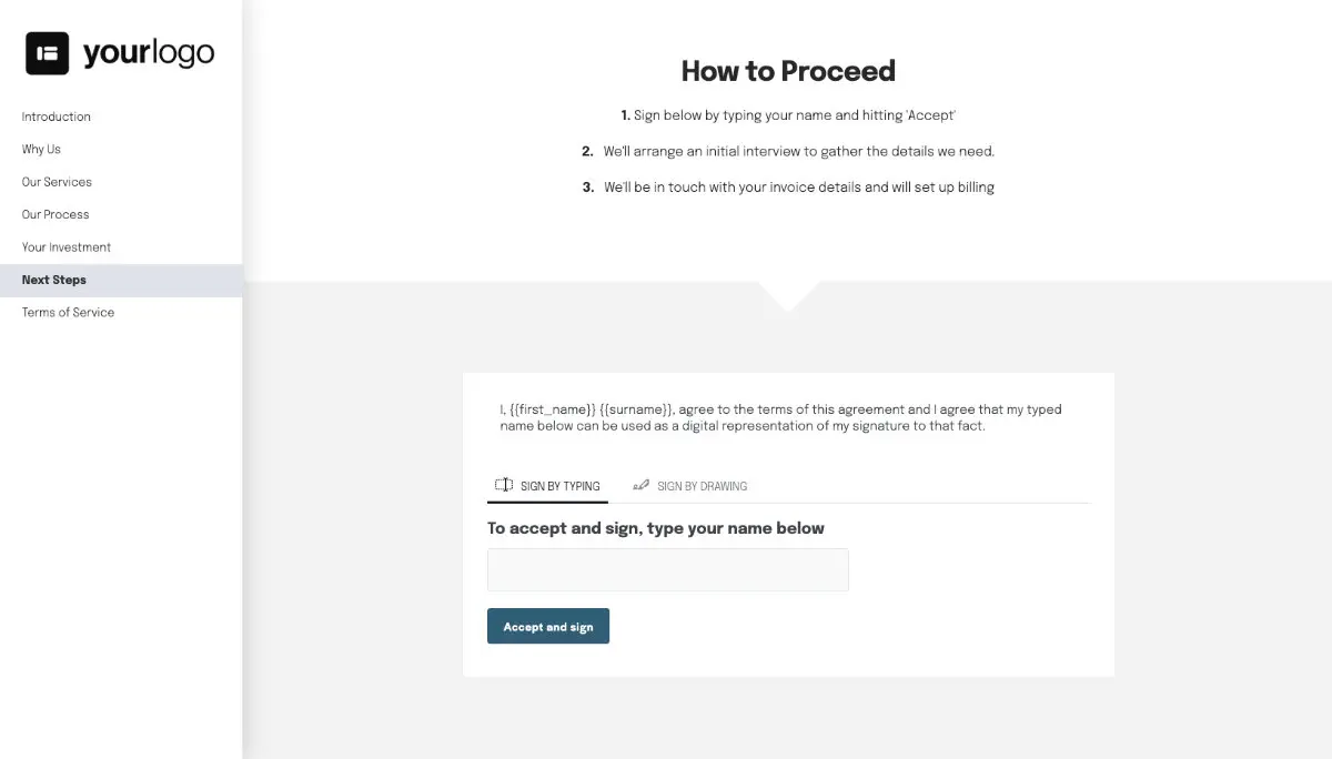 Post Construction Cleaning Proposal Template - Next steps with digital signing