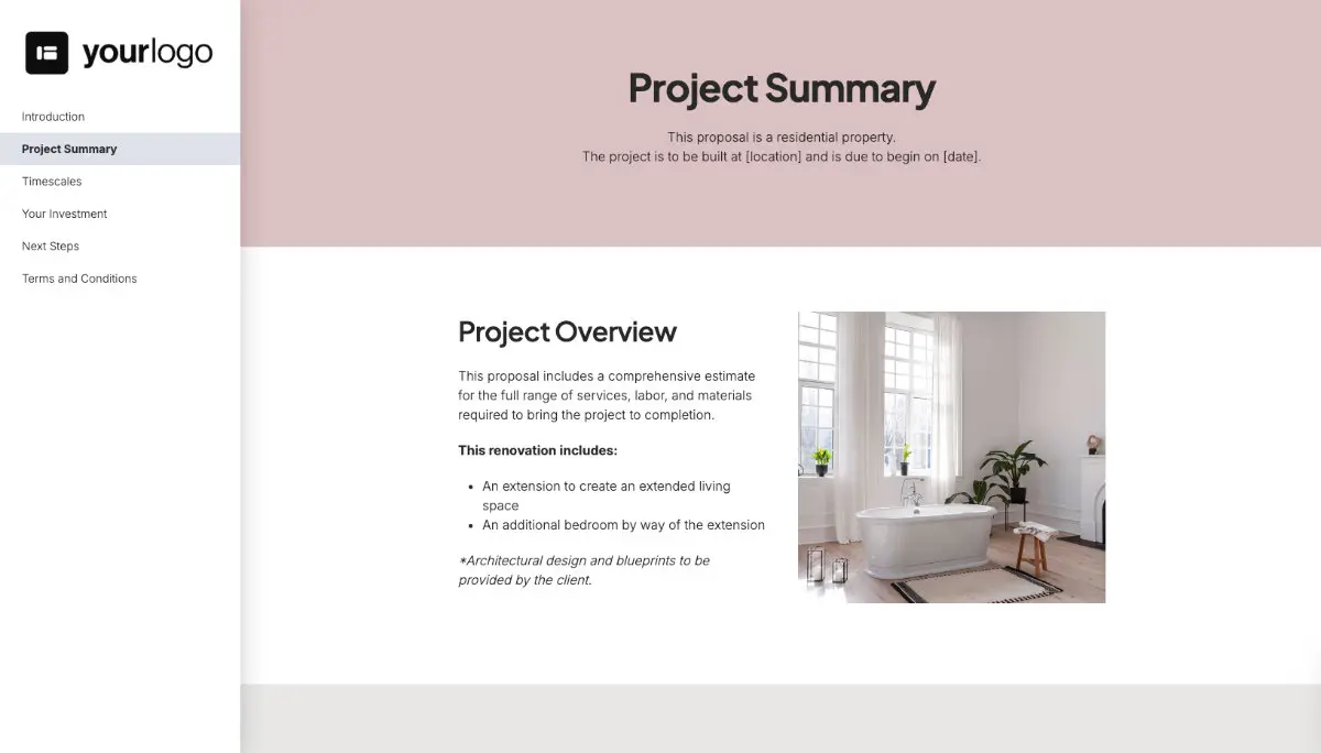 Remodeling Proposal Template - Case study example