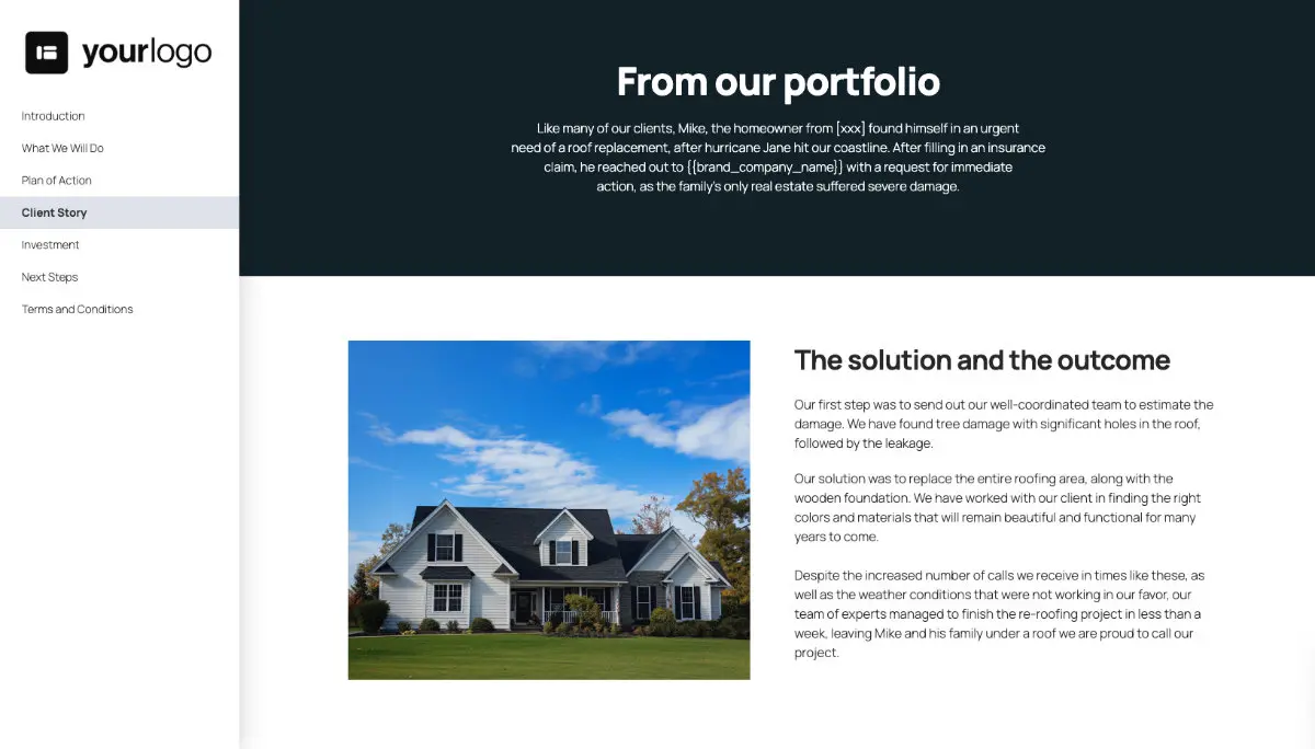 Roofing Proposal Template - Case study example