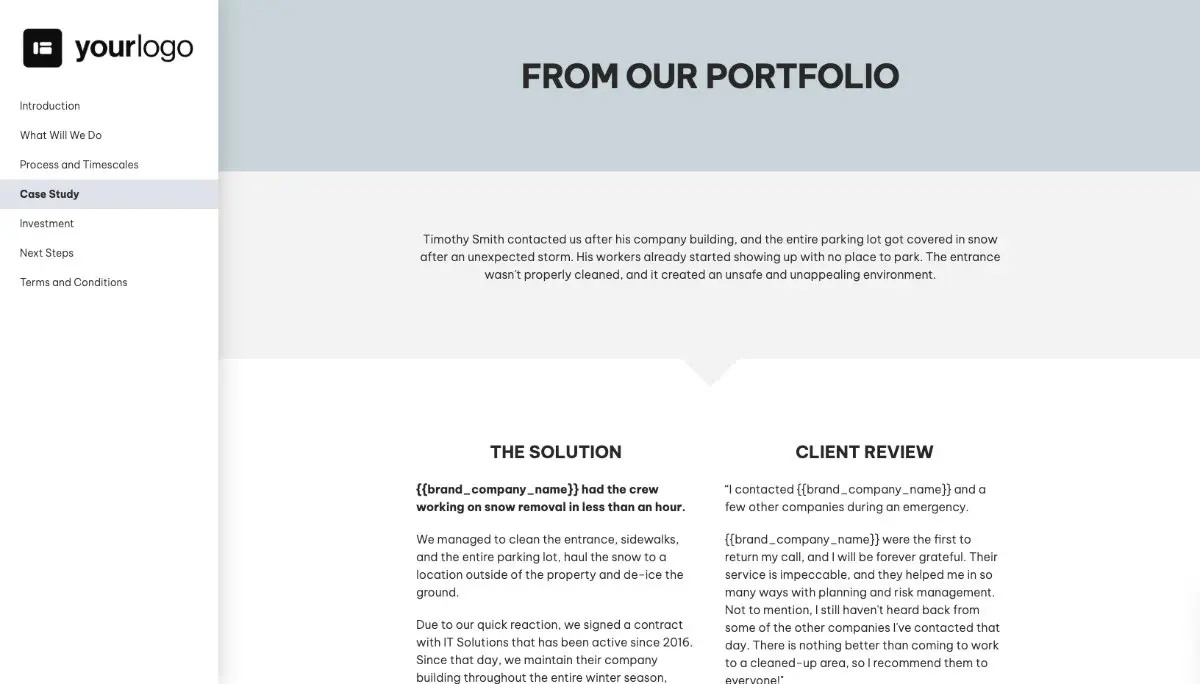 Snow Removal Proposal Template - Case study example