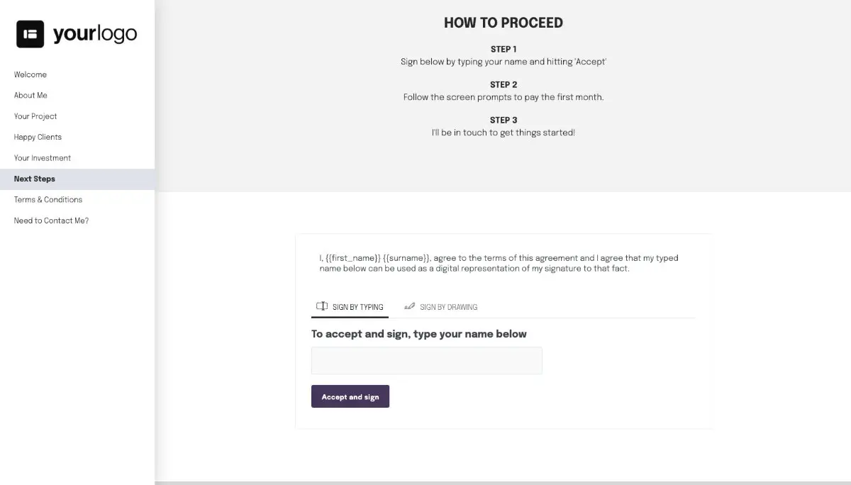 Subcontractor Proposal Template - Next steps with digital signing