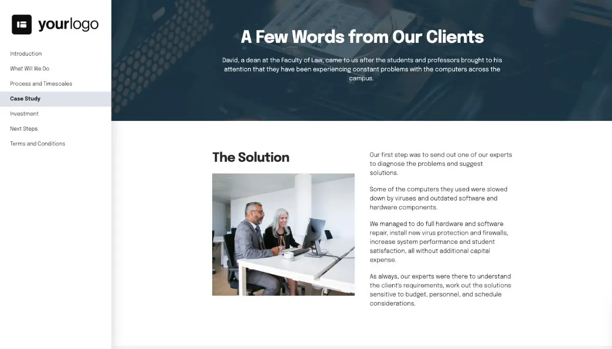 Computer Repair Proposal Template - Case study example