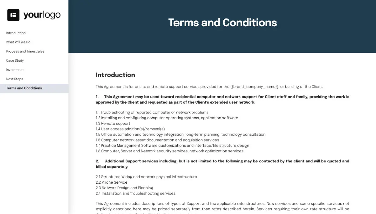 Computer Repair Proposal Template - Pre-written contract