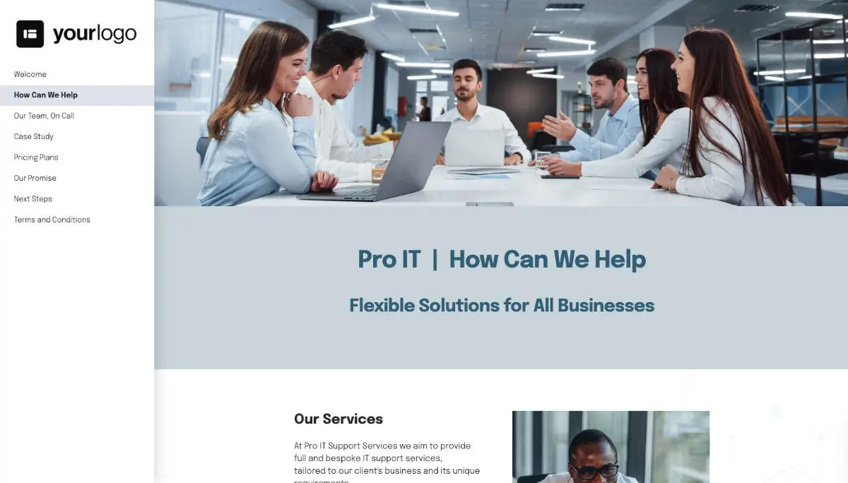 IT Support Services Proposal Template - Pre-written services section