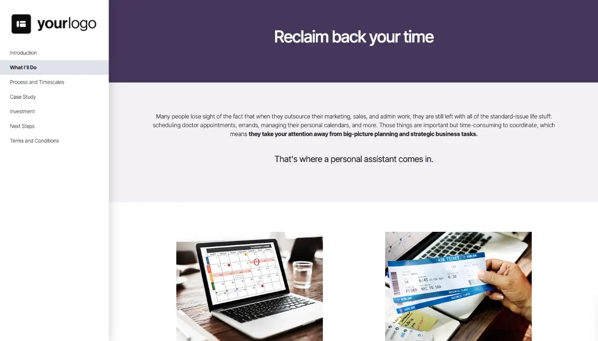 Personal Assistant Proposal Template Slide 3