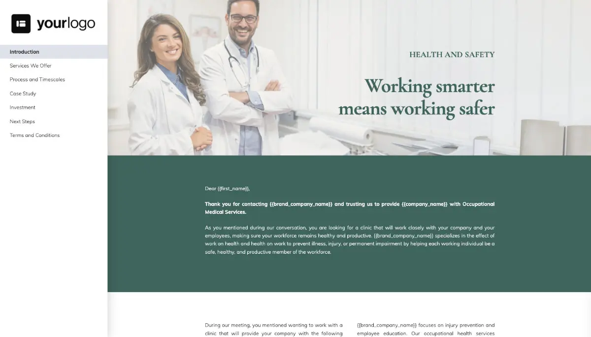 Medical Services Proposal Template - Pre-written introduction section