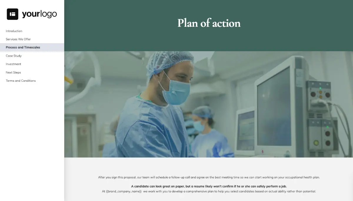 Medical Services Proposal Template - Processes and timelines