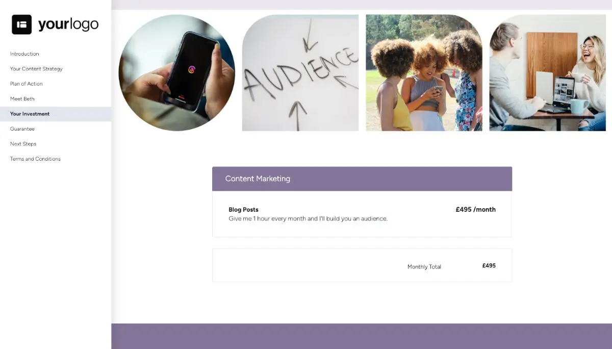 Content Marketing Proposal Template - Pricing