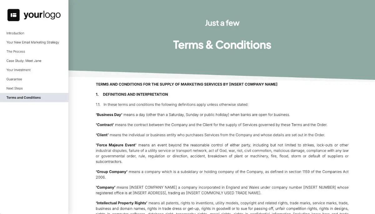 Email Marketing Proposal Template - Pre-written contract