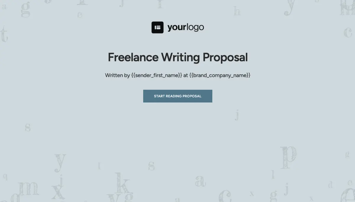 Freelance Writing Proposal Template - Visually attractive cover