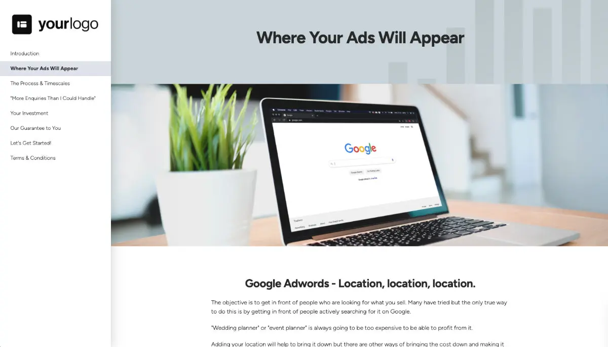 Google Adwords Proposal Template Slide 3