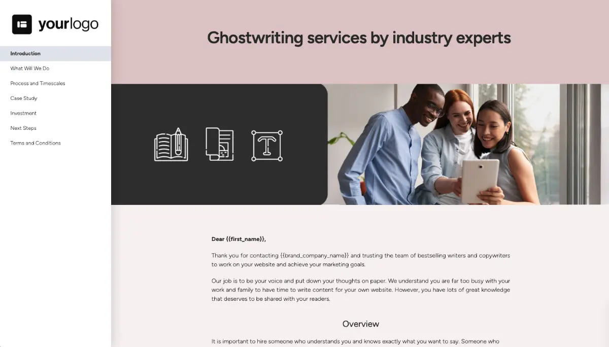 Ghostwriting Proposal Template Slide 2