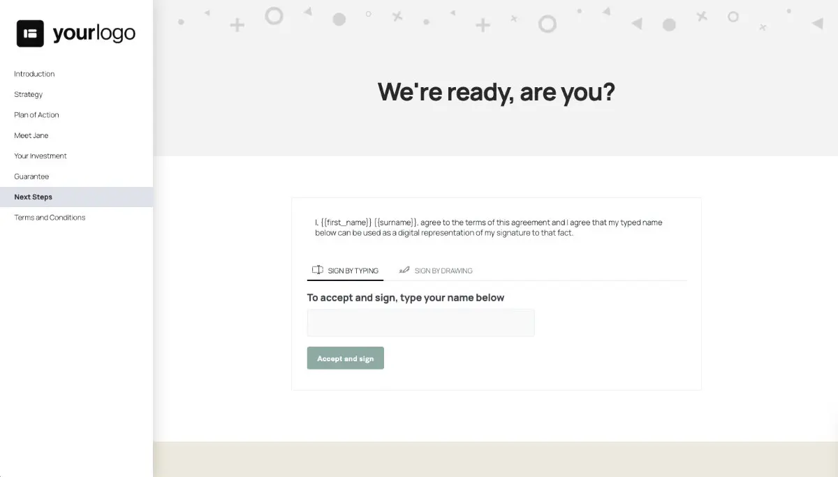 Marketing Automation Proposal Template - Next steps with digital signing