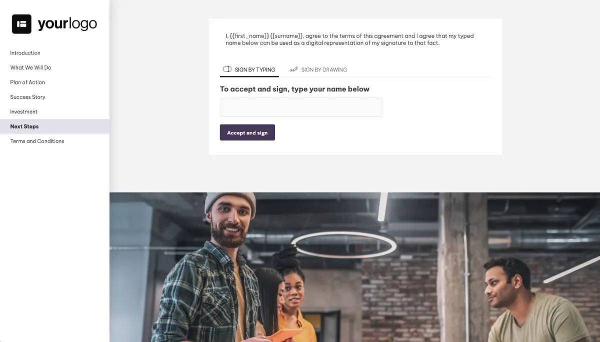 Marketing Plan Proposal Template - Next steps with digital signing