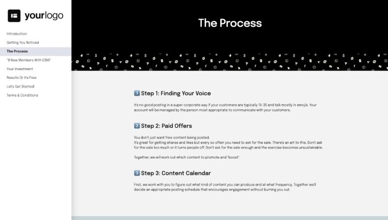 Social Media Marketing Proposal Template - Process and timescales