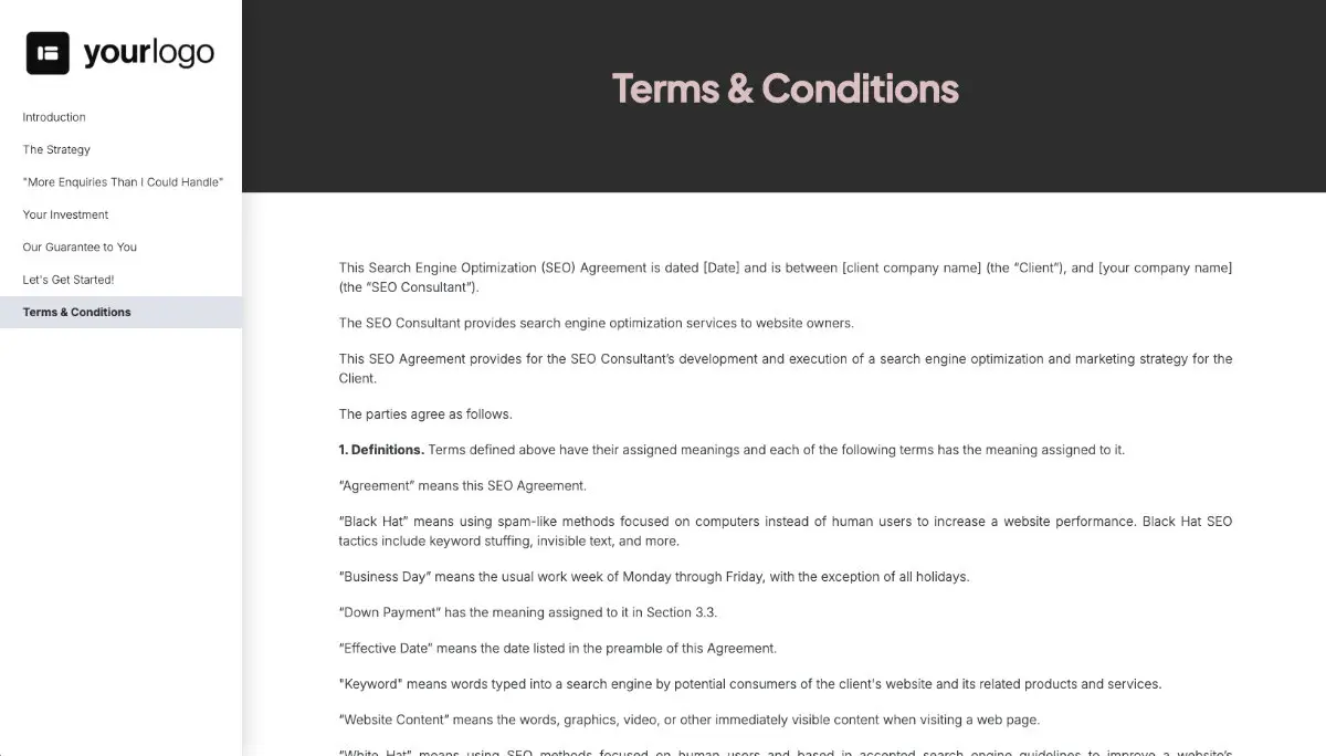 SEO Proposal Template - A pre-written contract for SEO