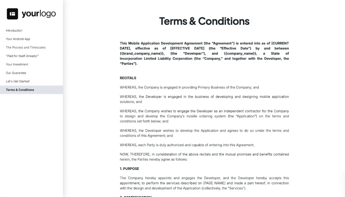 Android Mobile App Development Proposal Template - Pre-written contract