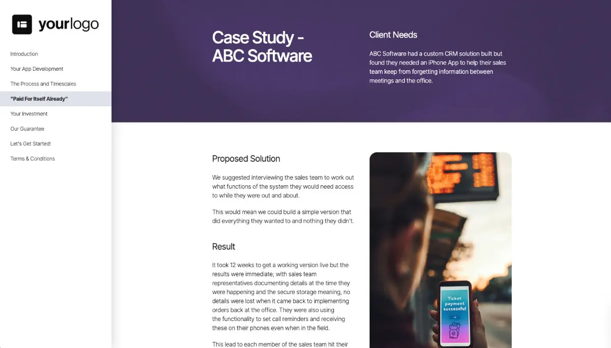 App Development Proposal Template - Case study example