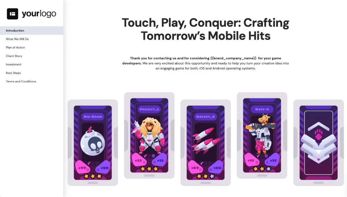 Mobile Game Development Proposal Template - Pre-written introduction section