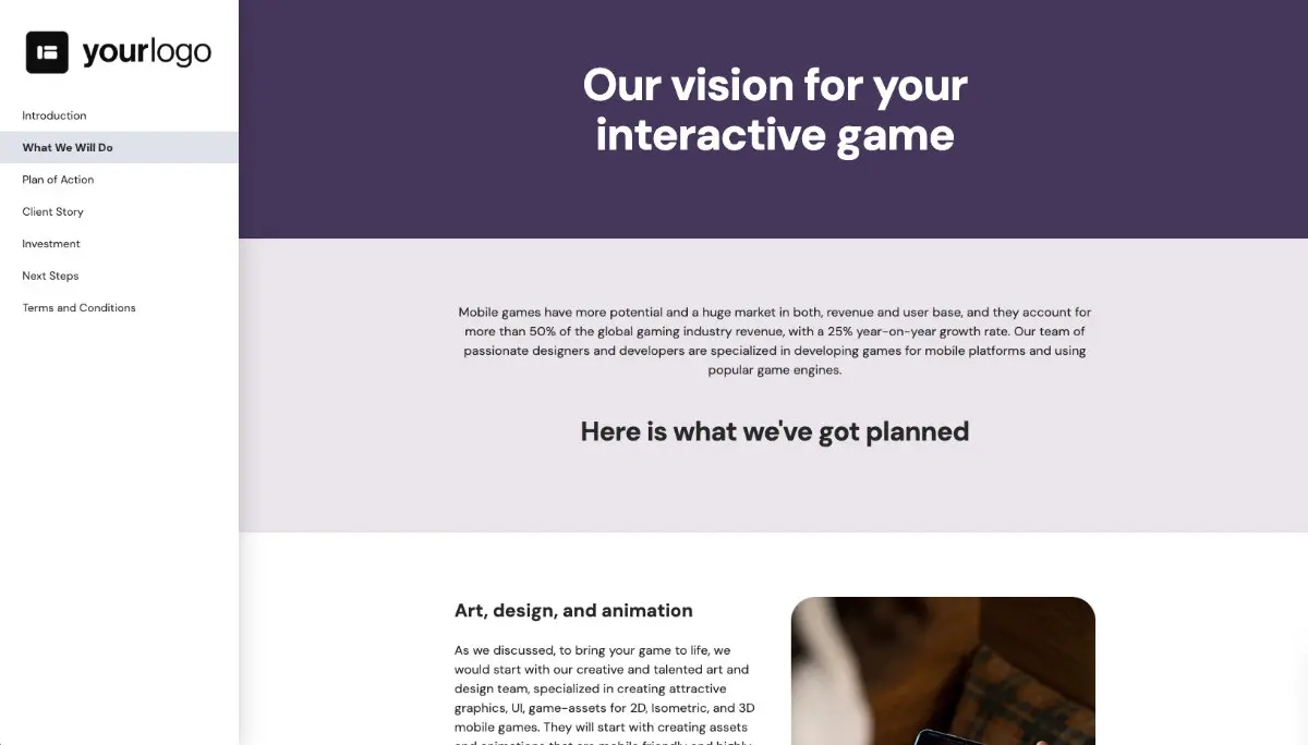 Mobile Game Development Proposal Template Slide 3
