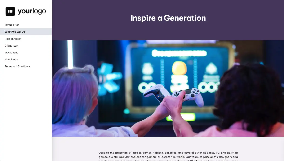 Video Game Development Proposal Template Slide 3