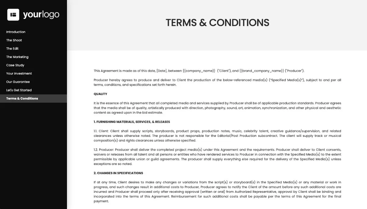 Video Production Proposal Template - Pre-written contract